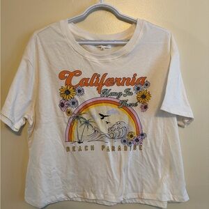 White Graphic Tee with California Print